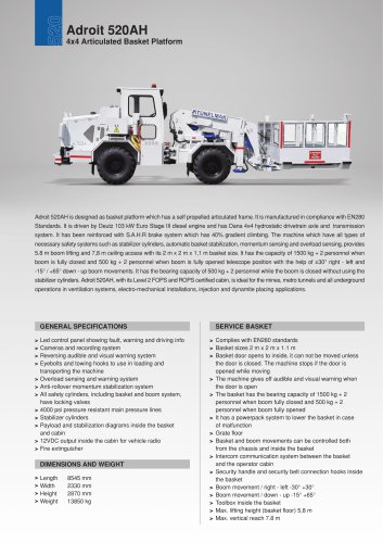 Adroit 520AH 4x4 Articulated Basket Platform