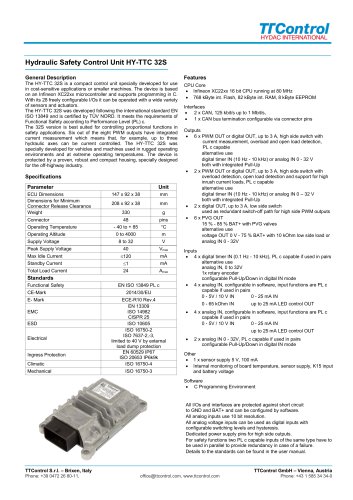 Hydraulic Safety Control Unit HY-TTC 32S