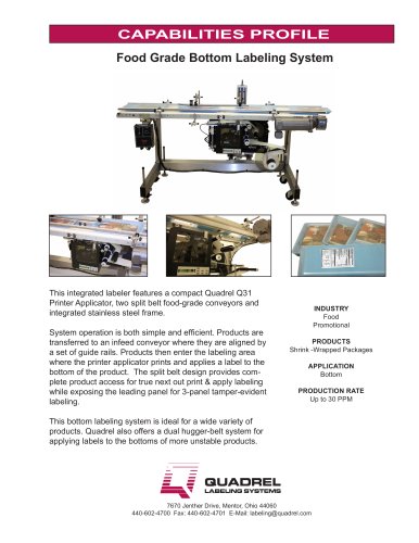 Food Grade Bottom Labeling System