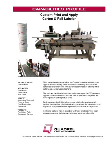 Print and Apply Carton & Pail Labeler