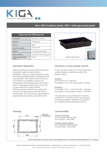 Sump tray with DIBt-approval