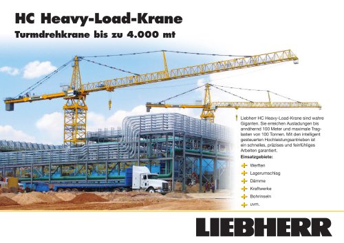 HC Heavy-Load-Krane Turmdrehkrane bis zu 4.000 mt