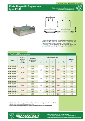 Plate Magnetic Separators type PN-R