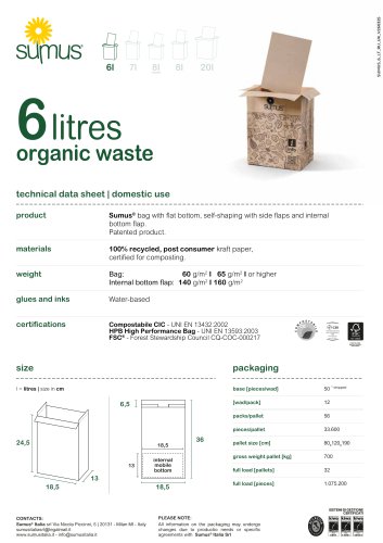 6 litres organic waste