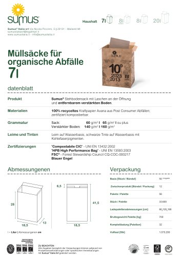M&uuml;lls&auml;cke f&uuml;r organische Abf&auml;lle 7l 