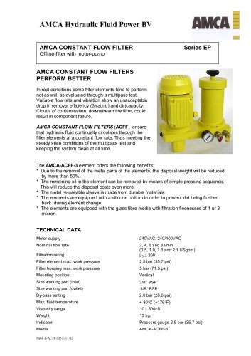 ACFF-EP - Constant flow filter with motor-pump