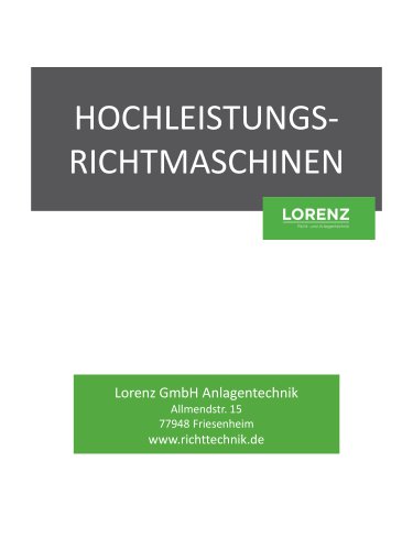 HOCHLEISTUNGS RICHTMASCHINEN