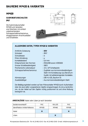 FLUESSIGKEITSDICHTER SUBMINIATUR-SCHALTER MIT EINGEGOSSENEM KABEL