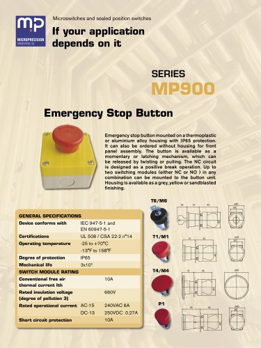 MP900 Emergency Stop Button Switch