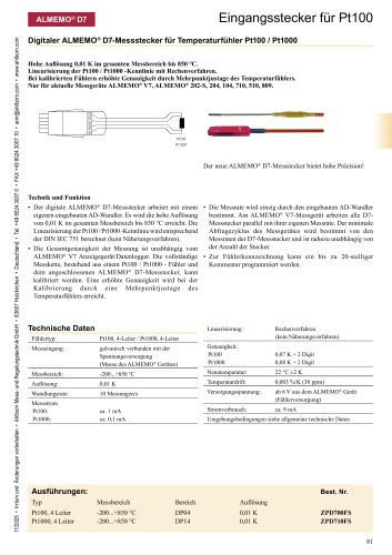ALMEMO&reg; Stecker f&uuml;r Pt100