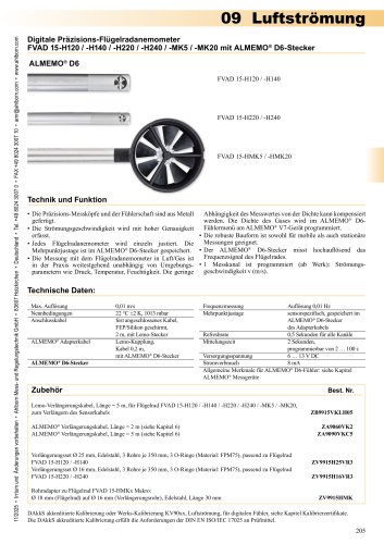 Digitale Fl&uuml;gelradanemometer FVAD 15-Hx 