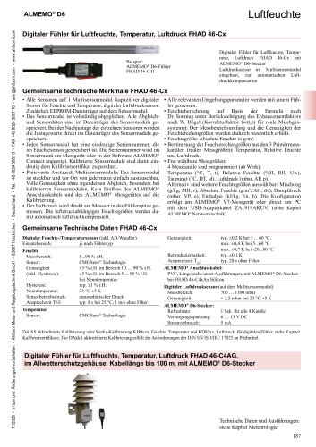 Digitaler F&uuml;hler f&uuml;r Luftfeuchte FHAD46