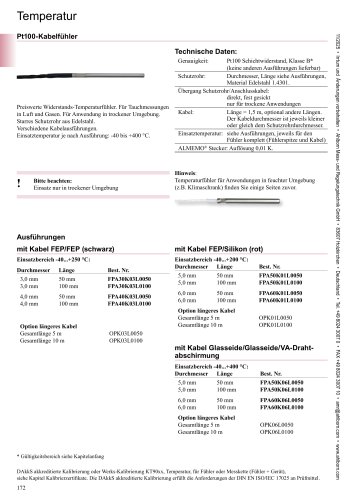 Pt100-Kabelf&uuml;hler