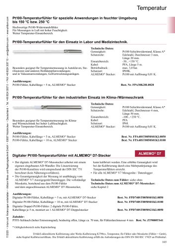Pt100-Temperaturf&uuml;hler f&uuml;r spezielle Anwendungen
