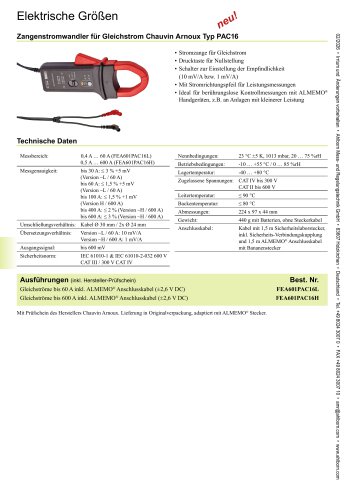 Zangenstromwandler f&uuml;r Gleichstrom 