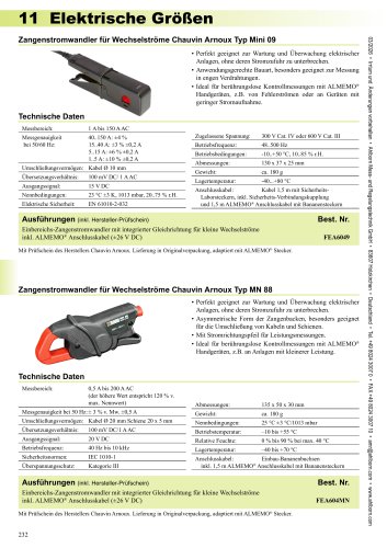 Zangenstromwandler f&uuml;r Wechselstr&ouml;me