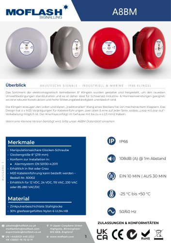 Datenblatt - Glocke A8BM