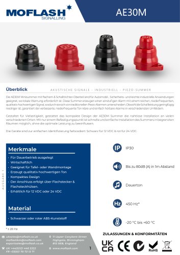 Datenblatt - Hupe AE30M