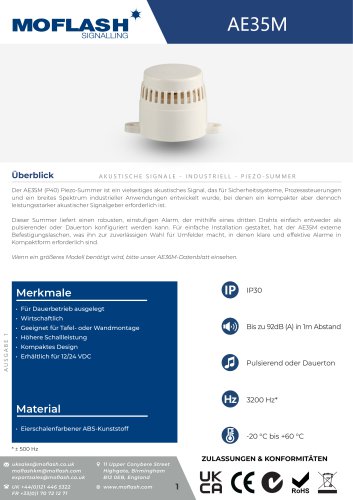 Datenblatt - Hupe AE35M