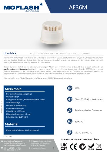 Datenblatt - Hupe AE36M