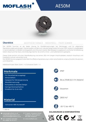 Datenblatt - Hupe AE50M