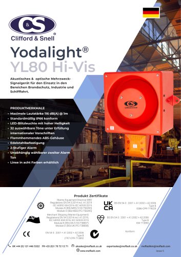 Datenblatt - Hupe/Leuchte C&S YL80 Hi Vis