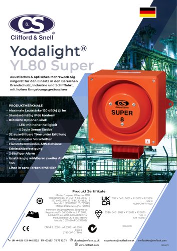 Datenblatt - Hupe/Leuchte C&S YL80 Super