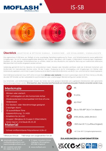 Datenblatt - Hupe/Leuchte IS-SB