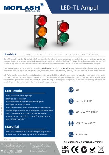 Datenblatt - Signalleuchte LED-TL Montage