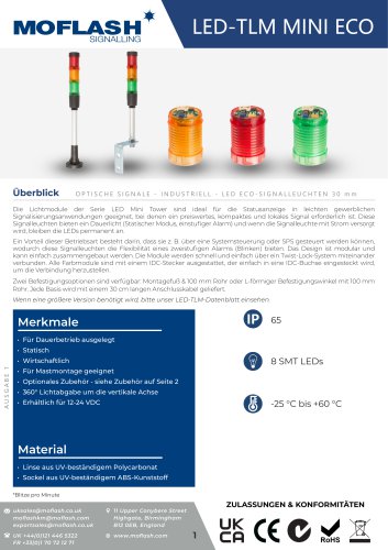 Datenblatt - Signalleuchte LED-TLM 30mm