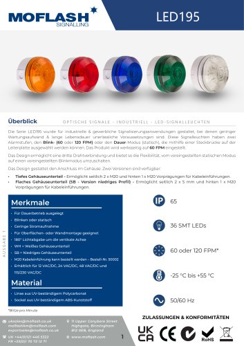 Datenblatt - Signalleuchte LED195
