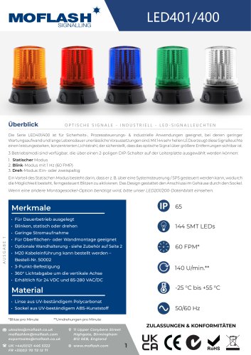Datenblatt - Signalleuchte LED401-400