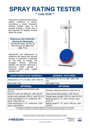 SPRAY RATING TESTER