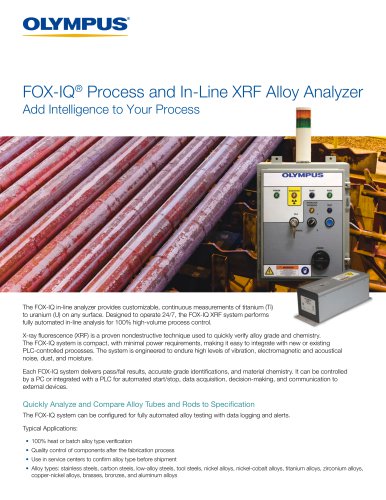 FOX-IQ Process and In-Line XRF Alloy Analyzer