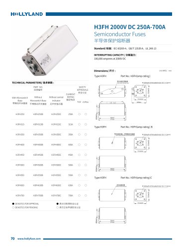 aR FUSE H3FH 2000V DC 250A-700A