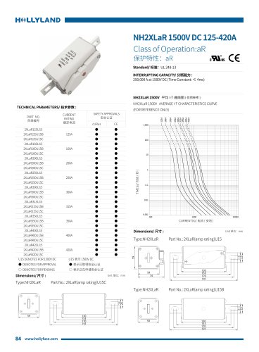 aR FUSE NH2XLaR 1500V DC 125-420A