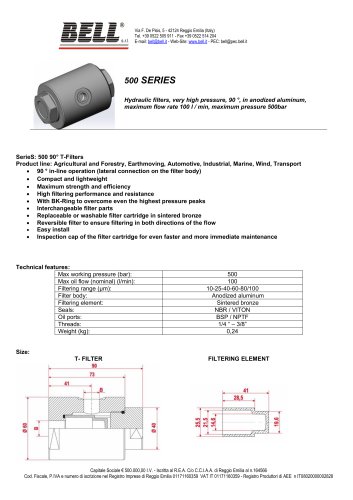 500 SERIES - Last Chance T(90°) hydraulic filter