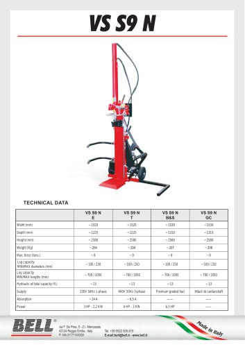 LOG SPLITTERS - VS S9 N