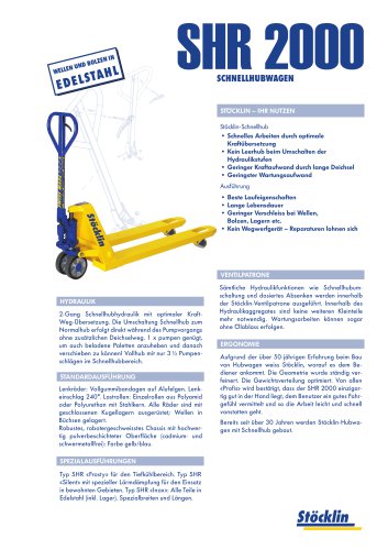 Shr 2000 Schnellhubwagen Stocklin Pdf Katalog Technische