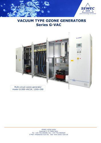 VACUUM TYPE OZONE GENERATORS Series G-VAC