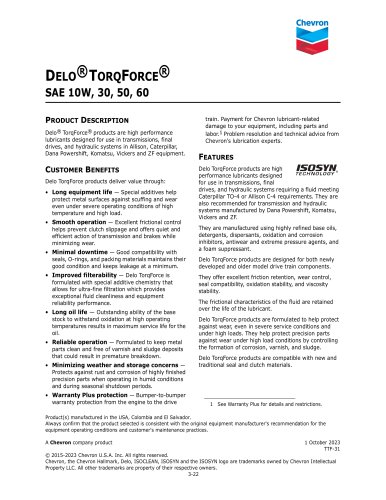 DELO&reg; TORQFORCE&reg; SAE 10W, 30, 50, 60
