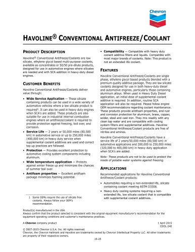 HAVOLINE&reg; CONVENTIONAL ANTIFREEZE/COOLANT