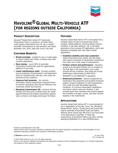 HAVOLINE&reg; GLOBAL MULTI-VEHICLE ATF