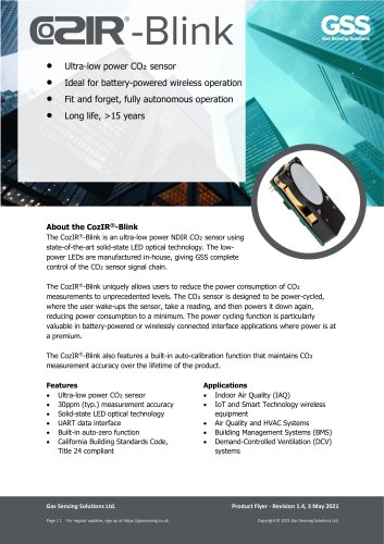 CozIR-Blink Product Flyer