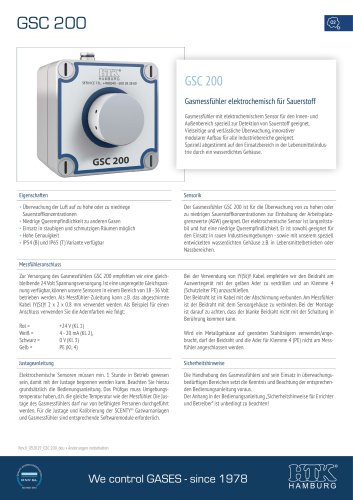 GSC 200Gasmessfühler elektrochemisch für Sauerstoff