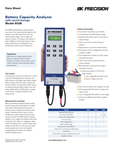 6V & 12V Battery Capacity Analyzer with record storage Model 603B