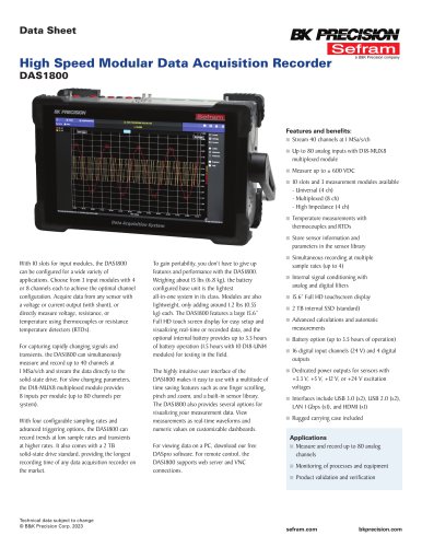 DAS1800 High Speed Modular Data Acquisition Recorder