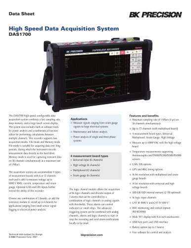 High Speed Data Acquisition System DAS1700