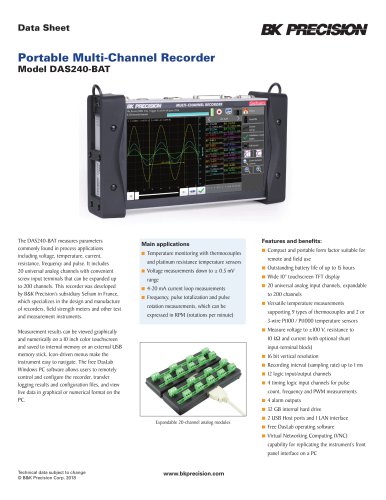 Portable Multi-Channel Recorder Model DAS240-BAT