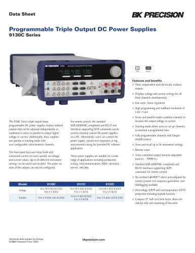 Programmable Triple Output DC Power Supplies 9130C Series